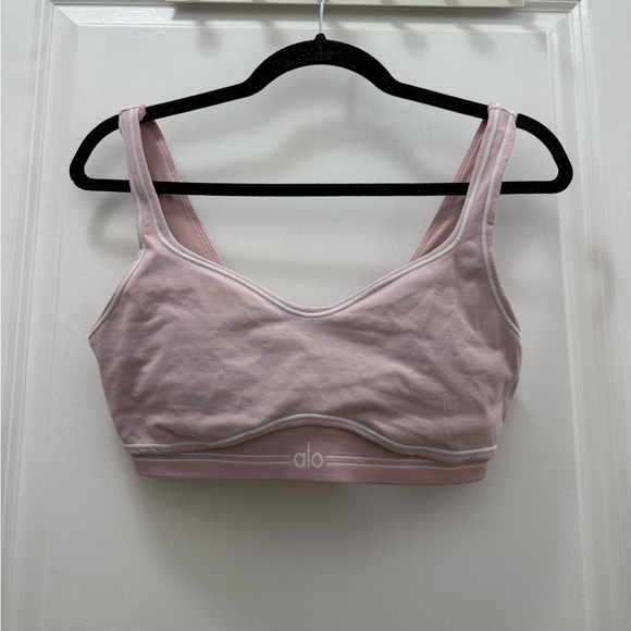 ALO Yoga Ballet Pink Airbrush Heart throb bra + high waisted leggings set - Picture 2 of 7
